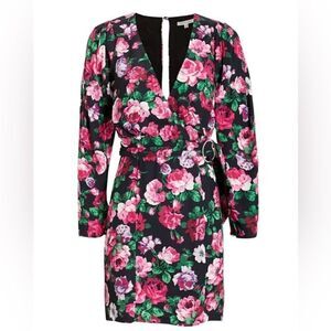 Ronny Kobo Floral Wrap Dress - Pink and Green, M